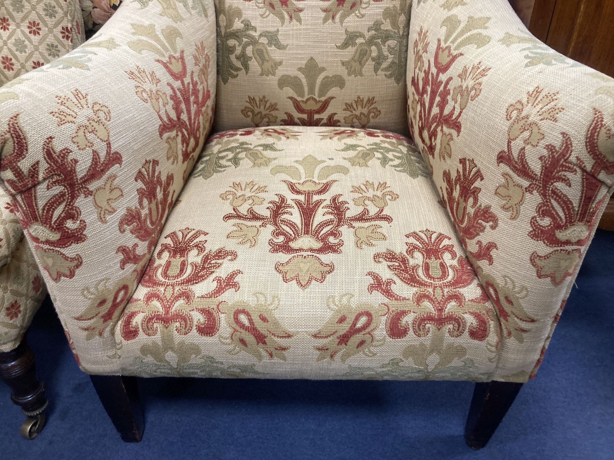 A tapestry upholstered armchair and nursing chair (2)